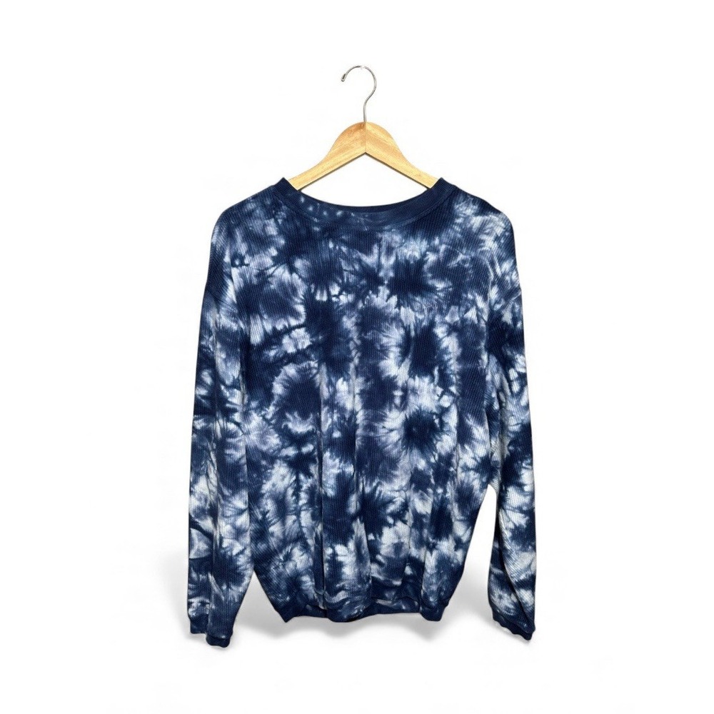 Chicka-D Tie Dye Cord Crewneck Sweatshirt Long Sleeve‎ Blue Ribbed Womens Small